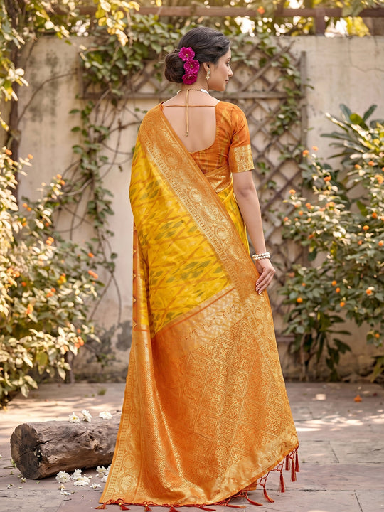 Yellow Soft Silk Saree With Blouse Piece