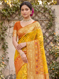 Yellow Soft Silk Saree With Blouse Piece