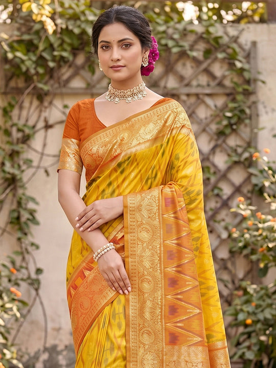 Yellow Soft Silk Saree With Blouse Piece