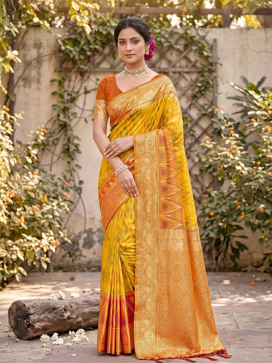 Yellow Soft Silk Saree With Blouse Piece
