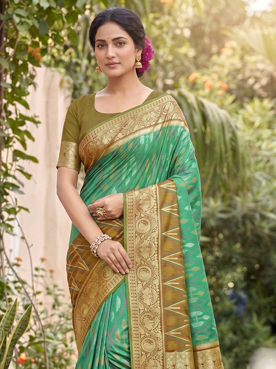 Rama Green Soft Silk Saree With Blouse Piece