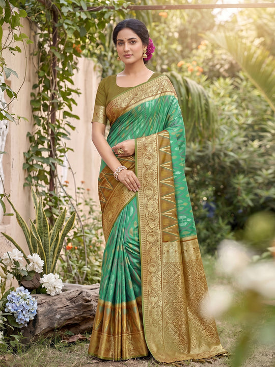 Rama Green Soft Silk Saree With Blouse Piece