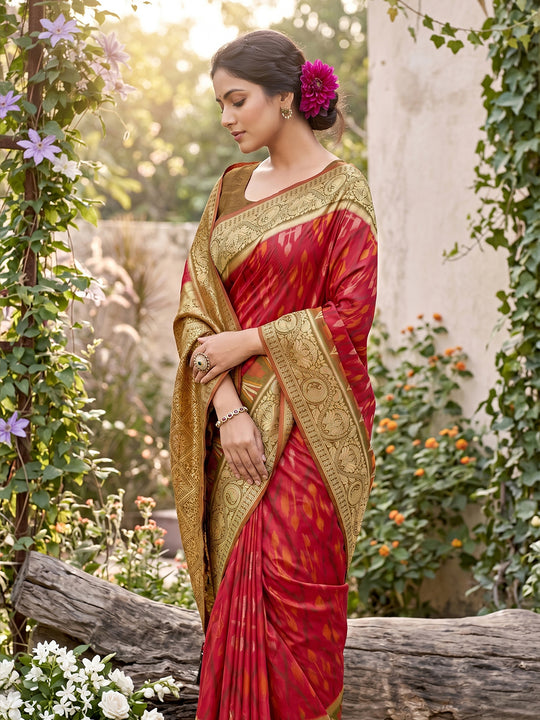 Red Soft Silk Saree With Blouse Piece