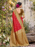Red Soft Silk Saree With Blouse Piece
