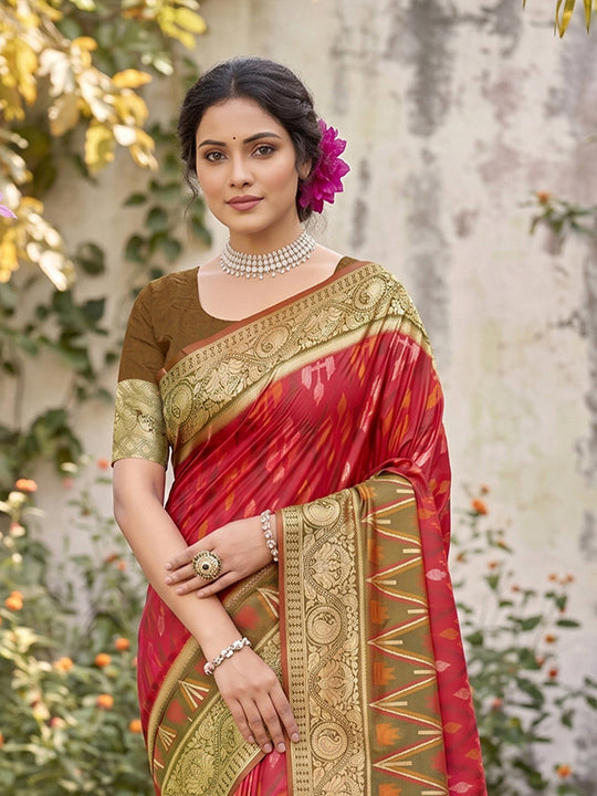 Red Soft Silk Saree With Blouse Piece
