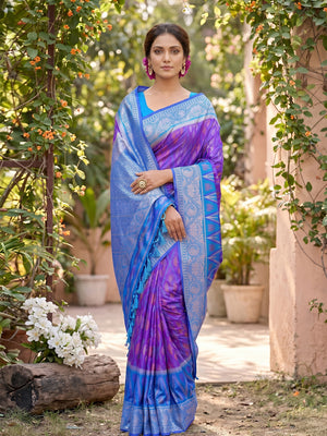 Purple Soft Silk Saree With Blouse Piece
