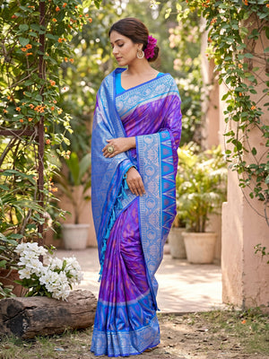 Purple Soft Silk Saree With Blouse Piece