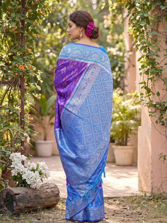 Purple Soft Silk Saree With Blouse Piece