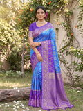 Sky Blue Soft Silk Saree With Blouse Piece