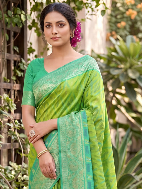 Rama Green Soft Silk Saree With Blouse Piece