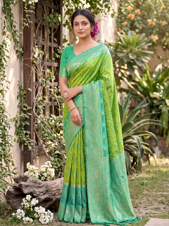 Rama Green Soft Silk Saree With Blouse Piece