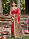 Red Soft Silk Saree With Blouse Piece
