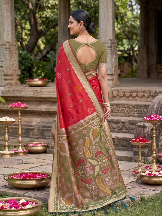 Red Soft Silk Saree With Blouse Piece