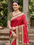Red Soft Silk Saree With Blouse Piece