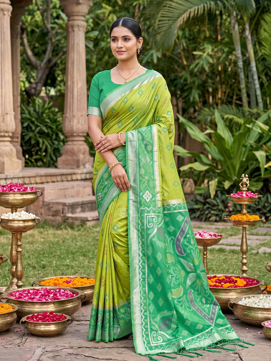 Light Green Soft Silk Saree With Blouse Piece