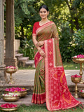 Mehndi Soft Silk Saree With Blouse Piece