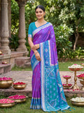 Purple Soft Silk Saree With Blouse Piece