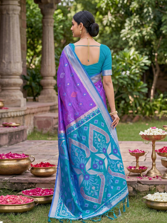 Purple Soft Silk Saree With Blouse Piece