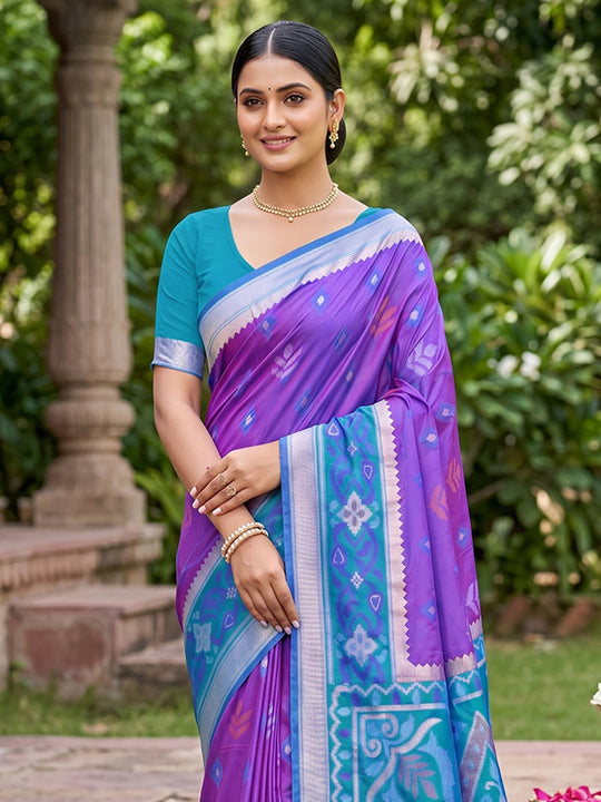 Purple Soft Silk Saree With Blouse Piece