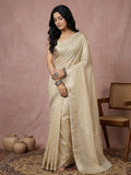 Cream COTTON Saree With Blouse Piece