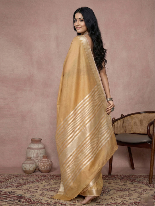 GOLDEN COTTON Saree With Blouse Piece