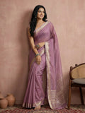 Purple COTTON Saree With Blouse Piece