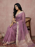 Purple COTTON Saree With Blouse Piece