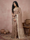 BEIGE COTTON Saree With Blouse Piece