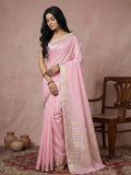 Light Pink Cotton Saree With Blouse Piece
