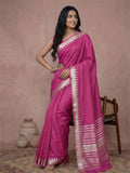 Wine Cotton Saree With Blouse Piece