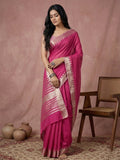 Wine Cotton Saree With Blouse Piece