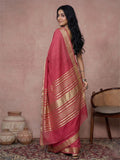 Maroon Cotton Saree With Blouse Piece