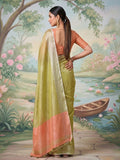Green Tissue Silk Saree With Blouse Piece