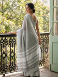 Gray Linen Saree With Blouse Piece