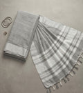 Gray Linen Saree With Blouse Piece