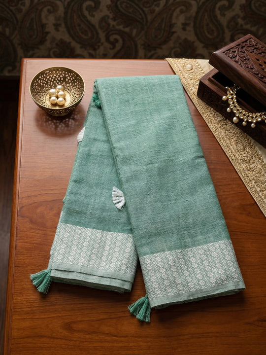 Rama Linen Saree With Blouse Piece