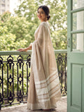 Lite Brown Linen Saree With Blouse Piece