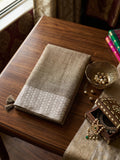 Lite Brown Linen Saree With Blouse Piece