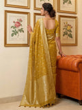 Mustrd Tissue Silk Saree With Blouse Piece