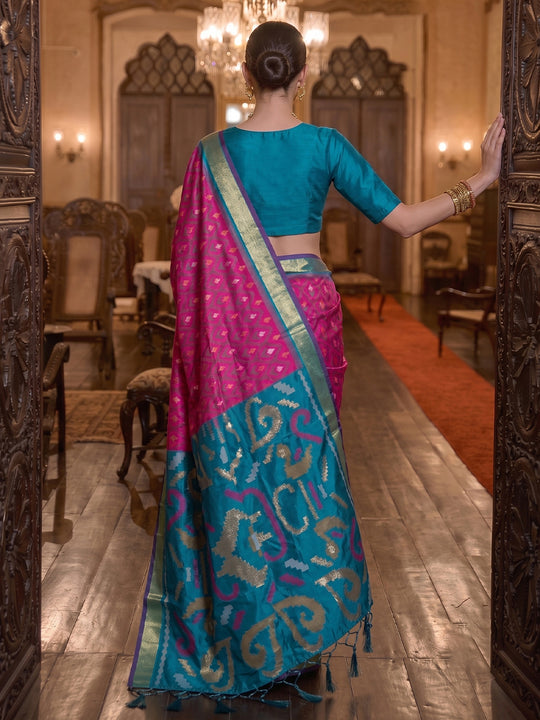 Rani Pink Soft Silk Saree With Blouse Piece
