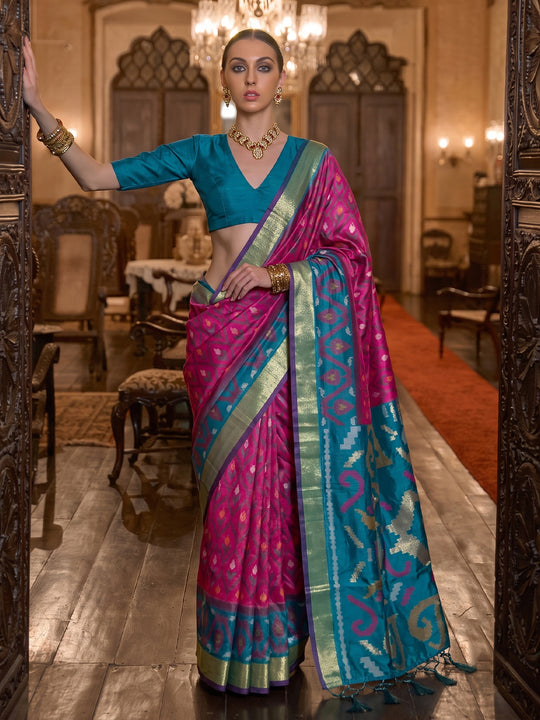 Rani Pink Soft Silk Saree With Blouse Piece
