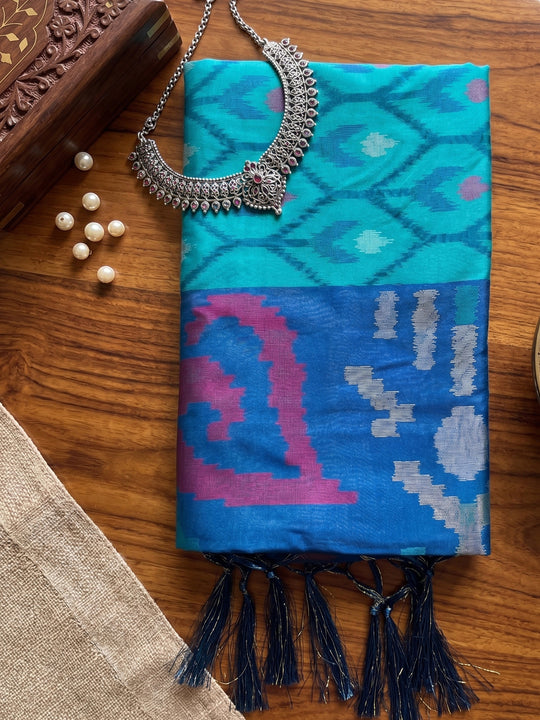 Sky Blue Soft Silk Saree With Blouse Piece