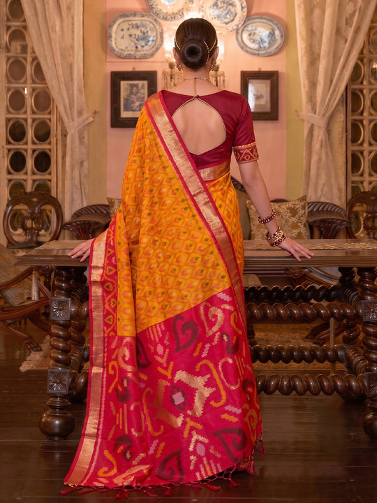 Mustrd Soft Silk Saree With Blouse Piece