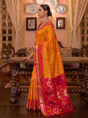 Mustrd Soft Silk Saree With Blouse Piece