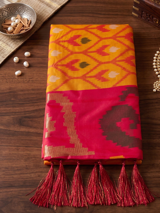 Mustrd Soft Silk Saree With Blouse Piece