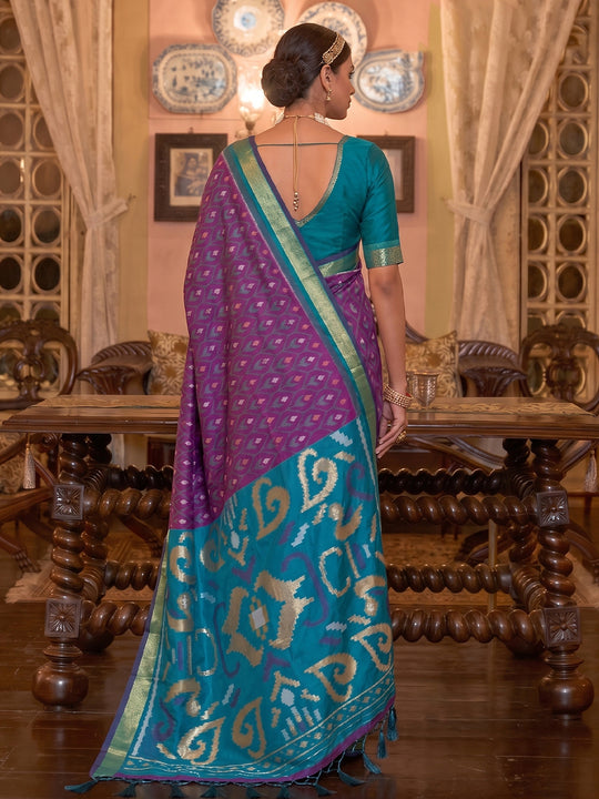 Purple Soft Silk Saree With Blouse Piece