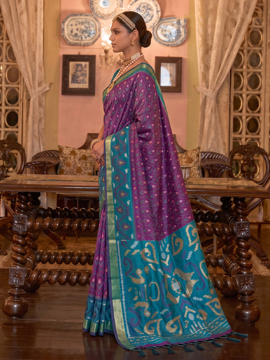 Purple Soft Silk Saree With Blouse Piece