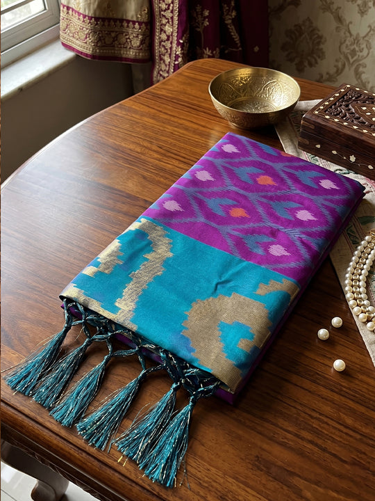 Purple Soft Silk Saree With Blouse Piece