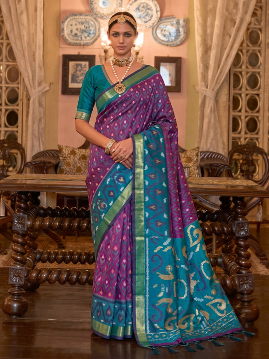 Purple Soft Silk Saree With Blouse Piece