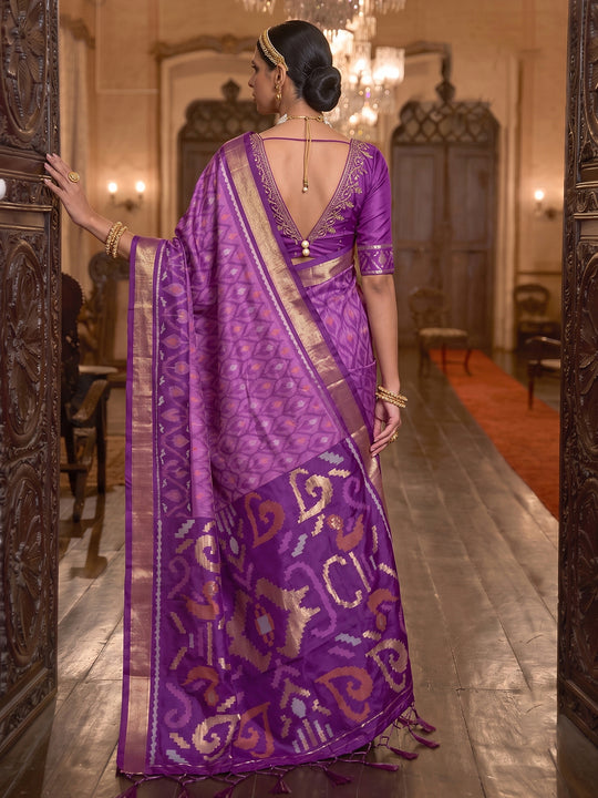 Lavender Soft Silk Saree With Blouse Piece